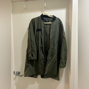 dark olive jacket - long and light - size M